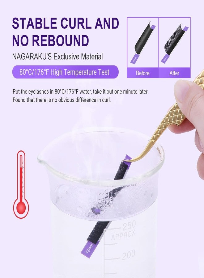 نجراكو مجموعة رموش NAGARAKU، 5 علب، رموش فردية، 0.07 مم، انحناء D، 11/12/13/14/15 مم في عبوة واحدة، رموش كلاسيكية ناعمة وطبيعية واحترافية من المنك الصناعي، 16 صفًا - Image 3